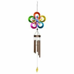 Promo 🔥 44" Metal Double Rainbow Pinwheel Kinetic Spinner Wind Chime - Exhart 🧨 -Garden Decor Shop unnamed file 3300