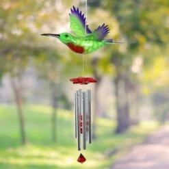 Hot Sale ✨ 9.25" Metal Solar Hummingbird Fluttering Wings Wind Chime - Exhart 🔥 -Garden Decor Shop unnamed file 3323