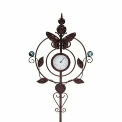 Cheapest 🧨 Evergreen Flag Beautiful Butterfly Thermometer Garden Stake - 9 x 32 x 1 Inches 👏