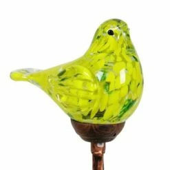 Promo ⌛ 31" Solar Resin/Glass Bird Finial Garden Stake Yellow - Exhart ⭐ -Garden Decor Shop unnamed file 3399