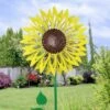 Buy 🎉 47.5" Metal Kinetic Sunflower Garden Stake Green/Brown/Yellow - Exhart ✔️ -Garden Decor Shop unnamed file 3441