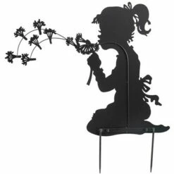 Budget 🎁 Wind & Weather Dandelion Girl Silhouette Metal Garden Stake 😍 -Garden Decor Shop unnamed file 3505