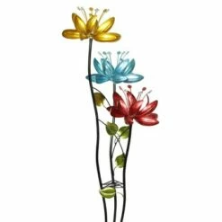 Brand new 🌟 53" 3 Tropical Flower Pastel Metallic Kinetic Resin Garden Stake - Exhart 💯 -Garden Decor Shop unnamed file 3555