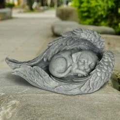 Deals 🔥 6.3" Resin 🐕 Dog In Angel Wings Statue - Exhart 🌟