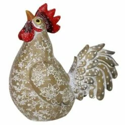 Outlet 👍 9.84" Resin Rooster Garden Statue White/Gold/Red - Exhart 👏 -Garden Decor Shop unnamed file 3715