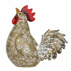 Outlet 👍 9.84" Resin Rooster Garden Statue White/Gold/Red - Exhart 👏 -Garden Decor Shop unnamed file 3717