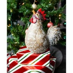 Outlet 👍 9.84" Resin Rooster Garden Statue White/Gold/Red - Exhart 👏 -Garden Decor Shop unnamed file 3719