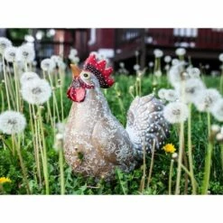 Outlet 👍 9.84" Resin Rooster Garden Statue White/Gold/Red - Exhart 👏 -Garden Decor Shop unnamed file 3722