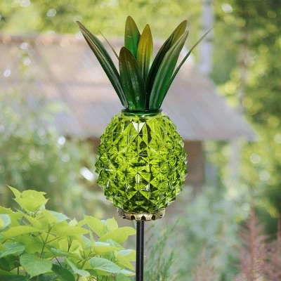 Budget π₯° 29" Glass and Metal Solar Pineapple Garden Stake Green - Exhart π 4 Budget π₯° 29" Glass and Metal Solar Pineapple Garden Stake Green - Exhart π - Image 2
