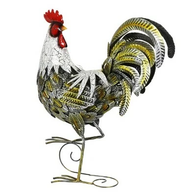 Wholesale π 24.88" Metal Rooster Statue White/Gold - Exhart π 7 Wholesale π 24.88" Metal Rooster Statue White/Gold - Exhart π - Image 5