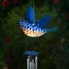 Budget 🔥 9.25" Metal and Plastic Solar Bird Fluttering Wings Wind Chime Blue - Exhart 🎁 -Garden Decor Shop unnamed file 3841