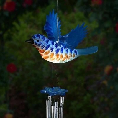 Budget π₯ 9.25" Metal and Plastic Solar Bird Fluttering Wings Wind Chime Blue - Exhart π 3 Budget π₯ 9.25" Metal and Plastic Solar Bird Fluttering Wings Wind Chime Blue - Exhart π