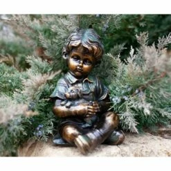 Top 10 ❤️ 10.24" Look Boy and Puppy Statue Bronze - Exhart 🥰 -Garden Decor Shop unnamed file 3864