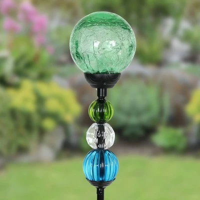 Best Sale π 29.5" Crackle Glass Solar Ball and Bead Stake Green - Exhart π 4 Best Sale π 29.5" Crackle Glass Solar Ball and Bead Stake Green - Exhart π - Image 2