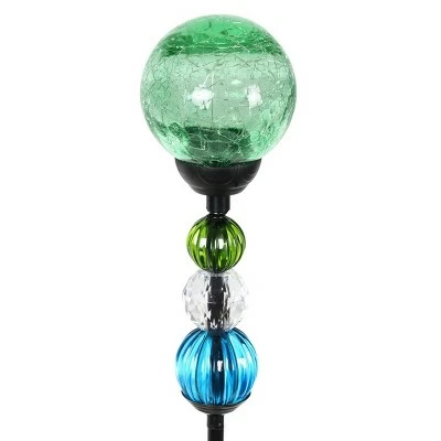 Best Sale π 29.5" Crackle Glass Solar Ball and Bead Stake Green - Exhart π 8 Best Sale π 29.5" Crackle Glass Solar Ball and Bead Stake Green - Exhart π - Image 6