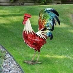 Best Sale ⌛ 24.25" Metal Garden Rooster Statue Red - Exhart 🤩 -Garden Decor Shop unnamed file 3898
