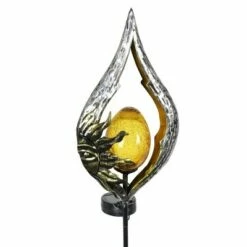 Brand new 😀 38" Resin Solar Teardrop Garden Stake With Amber Glass Silver - Exhart ⭐ -Garden Decor Shop unnamed file 3956
