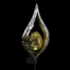 Brand new 😀 38" Resin Solar Teardrop Garden Stake With Amber Glass Silver - Exhart ⭐ -Garden Decor Shop unnamed file 3957