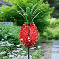 Hot Sale ❤️ 6.1" Metal Solar Pineapple Garden Stake Red - Exhart 😀 -Garden Decor Shop unnamed file 3960