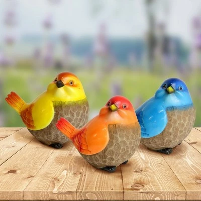 New β€οΈ Set of 3 Resin Bird Statue Orange/Blue/Yellow - Exhart π€© 3 New β€οΈ Set of 3 Resin Bird Statue Orange/Blue/Yellow - Exhart π€©