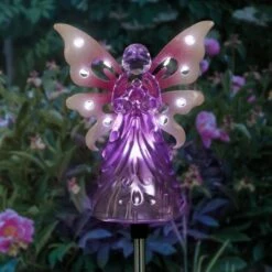 Discount 🔥 33.85" Acrylic Solar Angel Stake Pink - Exhart 🎁