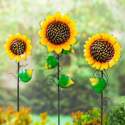 Wholesale 🌟 Evergreen Radiant Sunflower Garden Stake, Set of 3- 10x36x1, 7.5x31x1, 7x24x1 in 😍 3 Wholesale 🌟 Evergreen Radiant Sunflower Garden Stake, Set of 3- 10x36x1, 7.5x31x1, 7x24x1 in 😍