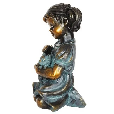 Budget ✨ 10.24" Resin Girl and Kitten Statue Bronze - Exhart ❤️ 8 Budget ✨ 10.24" Resin Girl and Kitten Statue Bronze - Exhart ❤️ - Image 6