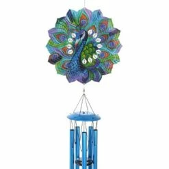 Best Pirce 🌟 41" Metal Laser Cut Peacock Starburst Wind Chime Spinner Blue - Exhart 🌟 -Garden Decor Shop unnamed file 4199