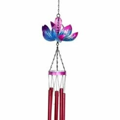 Hot Sale 🥰 38.98" Metal Spinning Lotus Wind Chime Purple/Pink - Exhart ❤️ -Garden Decor Shop unnamed file 4202