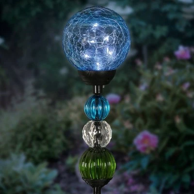 Wholesale π― 29.5" Crackle Glass Solar Ball and Beaded Stake Blue - Exhart π 3 Wholesale π― 29.5" Crackle Glass Solar Ball and Beaded Stake Blue - Exhart π