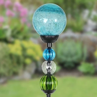 Wholesale π― 29.5" Crackle Glass Solar Ball and Beaded Stake Blue - Exhart π 4 Wholesale π― 29.5" Crackle Glass Solar Ball and Beaded Stake Blue - Exhart π - Image 2
