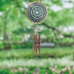 Best Pirce β¨ 41" Metal Laser Cut Blue Starburst Wind Chime Spinner Blue - Exhart π