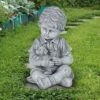 Cheap ⌛ 10.24" Resin Boy with Puppy Statue Gray - Exhart 🔥 -Garden Decor Shop unnamed file 4260