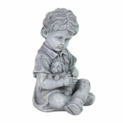 Cheap ⌛ 10.24" Resin Boy with Puppy Statue Gray - Exhart 🔥 -Garden Decor Shop unnamed file 4266