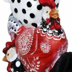 Best Pirce 🔥 12.4" Resin Stacked Farmhouse Chickens Statue Red/White/Black - Exhart 😀 -Garden Decor Shop unnamed file 4276