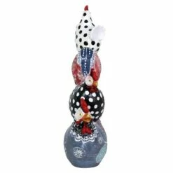 Best Pirce 🔥 12.4" Resin Stacked Farmhouse Chickens Statue Red/White/Black - Exhart 😀 -Garden Decor Shop unnamed file 4278