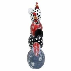 Best Pirce 🔥 12.4" Resin Stacked Farmhouse Chickens Statue Red/White/Black - Exhart 😀 -Garden Decor Shop unnamed file 4279