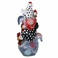 Best Pirce 🔥 12.4" Resin Stacked Farmhouse Chickens Statue Red/White/Black - Exhart 😀 -Garden Decor Shop unnamed file 4280