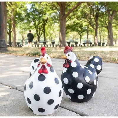Coupon π 8.46" Resin Polka Dot Garden Hen Statue - Exhart Black/white π 3 Coupon π 8.46" Resin Polka Dot Garden Hen Statue - Exhart Black/white π - Image 2
