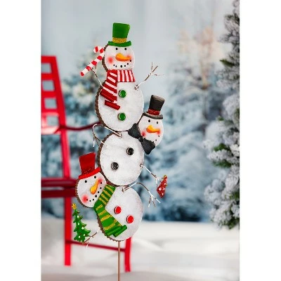 Best deal 😀 Evergreen Snowman Totem Metal Garden Stake 🌟 2 Best deal 😀 Evergreen Snowman Totem Metal Garden Stake 🌟