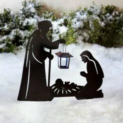 Promo 😉 The Lakeside Collection Lakeside Solar Nativity Scene - Lighted ❄ Christmas Yard Stakes for Outdoor Decor 🥰