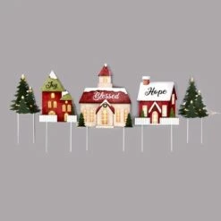 Budget 😉 The Lakeside Collection Lakeside Lighted Village Stakes - Farmhouse Holiday Decor - Set of 5 🎉
