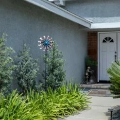 Budget 🤩 Alpine Corporation 75" Iron Patriotic Dual Kinetic Wind Spinner Garden Stake Red/Blue/White 💯