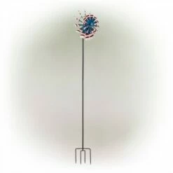Budget 🤩 Alpine Corporation 75" Iron Patriotic Dual Kinetic Wind Spinner Garden Stake Red/Blue/White 💯 -Garden Decor Shop unnamed file 4433