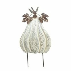 Outlet ✔️ Direct International Home & Garden 22.0" Destressed White Pumpkins Yard Decor Fall Direct Designs International - Decorative Garden Stakes 🎉