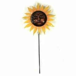 Deals 🤩 Direct International Home & Garden 71.0" Sun Face Sunflower Spinner Yard Decor Wind Flower ☀️ Summer Direct Designs International - Decorative Garden Stakes 😉
