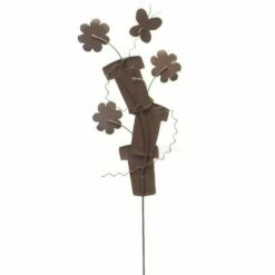 Deals ✨ Home & Garden 38.5" Three Pot Stack Butterfly Flowers Round Top Collection - Decorative Garden Stakes 🌟