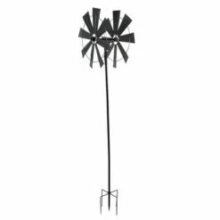 Wholesale 👏 Transpac 70" Farmhouse Windmill with Rectangular Blades Garden Lawn Stake Spinner - Silver 🛒