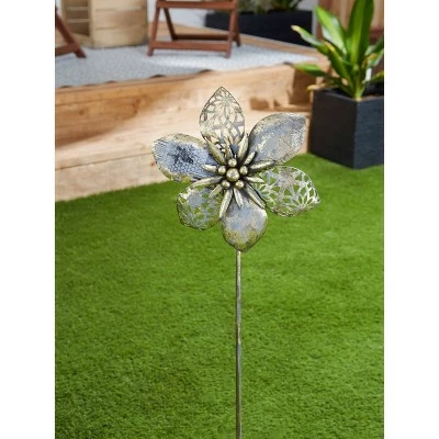 Promo π Zingz & Thingz Zingz & Thingz 9.75" Iron Flower Garden Stake Silver π― 4 Promo π Zingz & Thingz Zingz & Thingz 9.75" Iron Flower Garden Stake Silver π― - Image 2