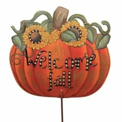 Discount 😉 Round Top Collection 🎃 Halloween 23.5" Reversible Fall/Halloween Pumpkin Welcome Pumpkin - Decorative Garden Stakes 🔔 -Garden Decor Shop unnamed file 4873